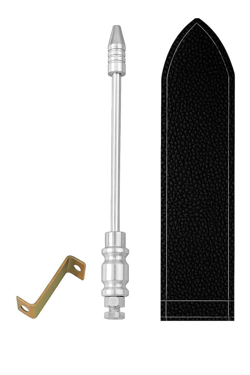 DASHDYNAMO Store عصا علم سيارة DASHDYNAMO فضية مع حامل وغطاء لجميع موديلات السيارات / عصا الحكم / عصا الزاوية (أسود) - Image 1