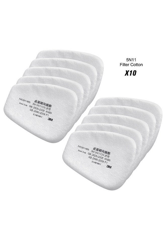 3M - 3M 5N11 10PCS Filter Cotton N95 Particulate Filter for Gas Mask Respirator Use with 501 filter cover and 6000 Series Filter Cartridges - Image 1
