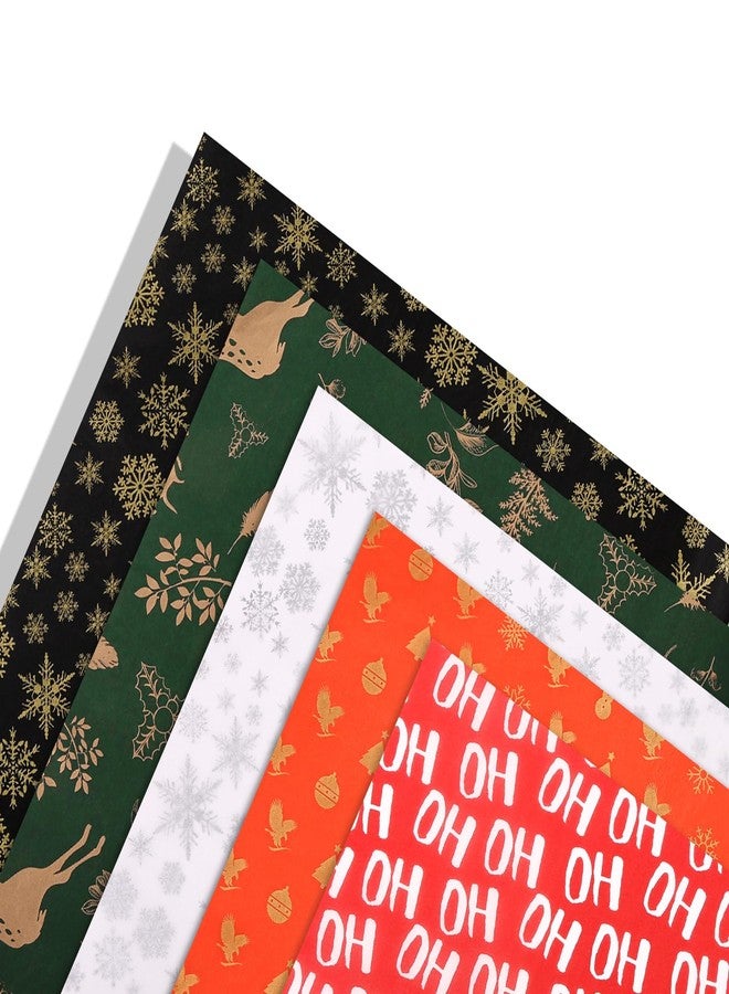 PAPER FAIR 100 Sheets Christmas Gold and Silver Foiled Vintage Green Gift Tissue Paper Set, HoHoHo Snowflake Holiday Gift Wrapping Tissue Paper, for Gift Bag Box Xmas Decor, 20x14in - Image 5
