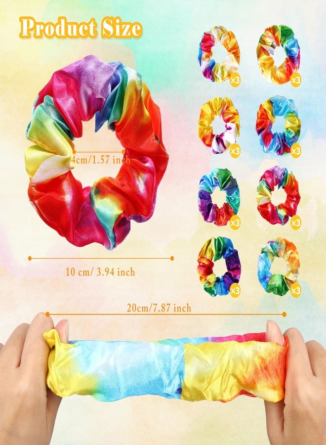 Toulite مجموعة ربطات شعر ملونة من توليت، 24 قطعة، بألوان قوس قزح، إكسسوارات شعر متنوعة، ربطات شعر مرنة بألوان قوس قزح، مثالية لحفلات النساء. - Image 2