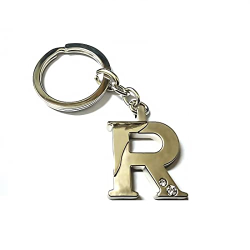 AUGEN Stainless Steel Alphabet Letter R Keychain Metal Initials For Car & Bike Gifting With Key Ring Anti-Rust (Pack Of 1) - 3 - Image 1