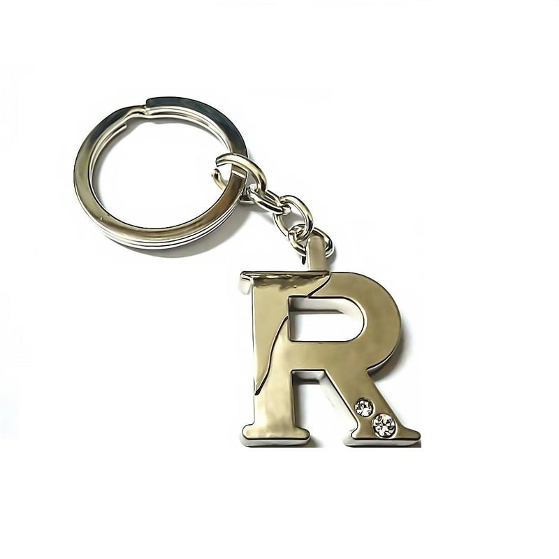 AUGEN Stainless Steel Alphabet Letter R Keychain Metal Initials For Car & Bike Gifting With Key Ring Anti-Rust (Pack Of 1) - 3 - Image 2