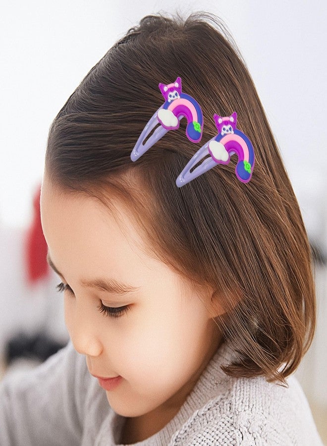 Luxelocks Pack of 10 pcs Kids Tic Tac Hair Clips Set, Cute Cartoon Animal Design, Purple Pink Multi-Color, Girls Hair Accessories, Decorative Snap Barrettes - Image 3