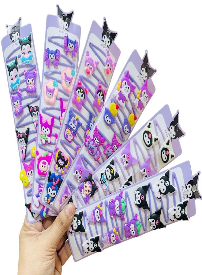 Luxelocks Pack of 10 pcs Kids Tic Tac Hair Clips Set, Cute Cartoon Animal Design, Purple Pink Multi-Color, Girls Hair Accessories, Decorative Snap Barrettes - Image 1