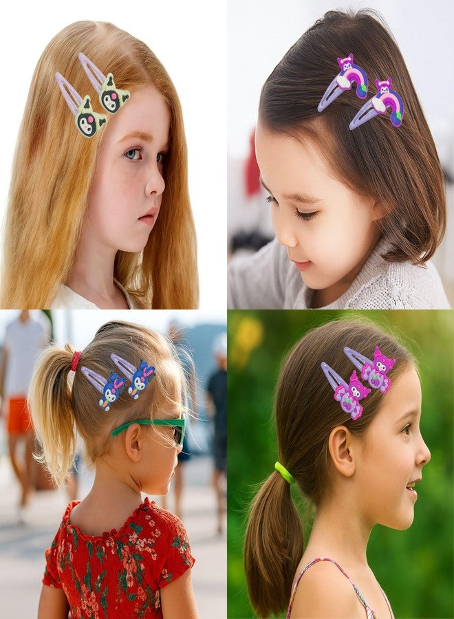 Luxelocks Pack of 10 pcs Kids Tic Tac Hair Clips Set, Cute Cartoon Animal Design, Purple Pink Multi-Color, Girls Hair Accessories, Decorative Snap Barrettes - Image 2