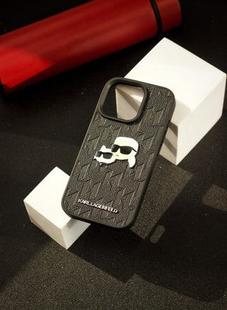 iPhone 16 Pro Back Case, Original Logo and Leather Design, Approved by Global Brand (KARL LAGERFELD) by CG Mobile, Black - view 2