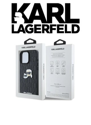 iPhone 16 Pro Back Case, Original Logo and Leather Design, Approved by Global Brand (KARL LAGERFELD) by CG Mobile, Black - view 5