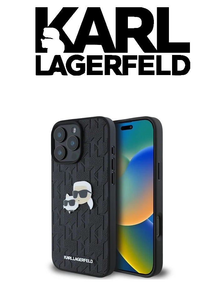 كارل لاغرفيلد كفر حماية خلفية ايفون 16 برو، بشعار اصلي وتصميم من الجلد، معتمد من البراند العالمي كارل لاغرفيلد (KARL LAGERFELD). من سي جي موبايل. أسود - Image 3