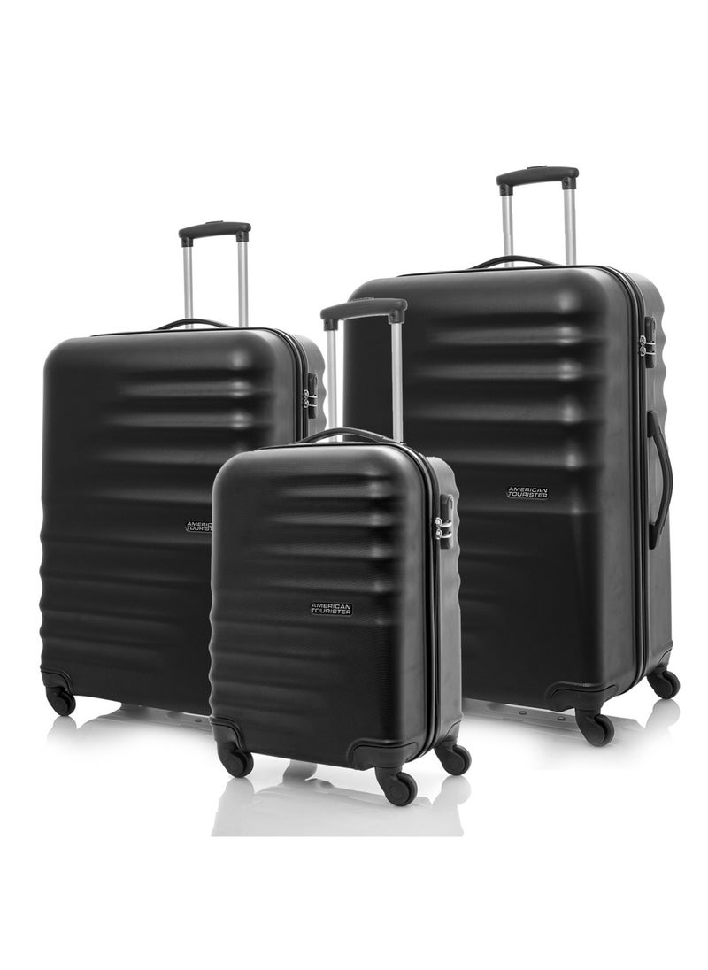 AMERICAN TOURISTER PRESTON HARD SPINNER ( 55+67+77) 3 pcs set Black WITH TSA LOCK  - Image 1