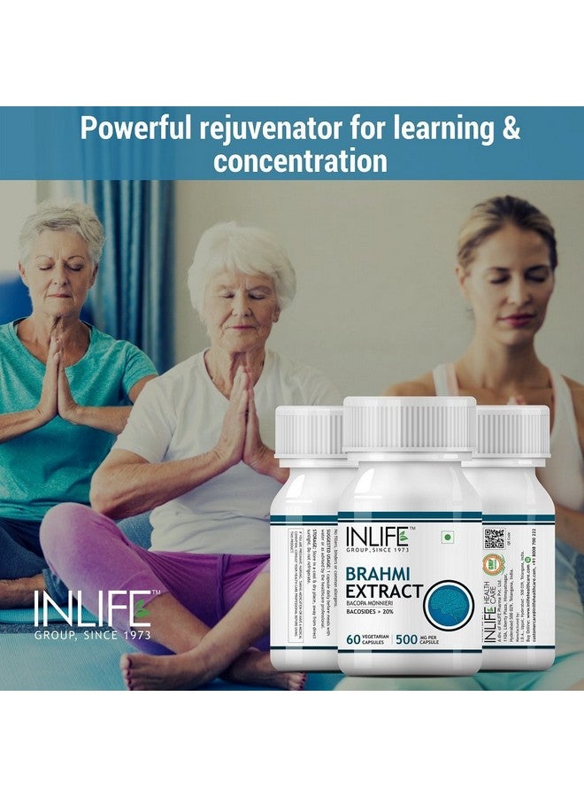 INLIFE Brahmi/Bacopa Monnieri Extract (Bacosides > 25%) Supplement, 500 mg - 60 Vegetarian Capsules (Pack of 2) - Image 3