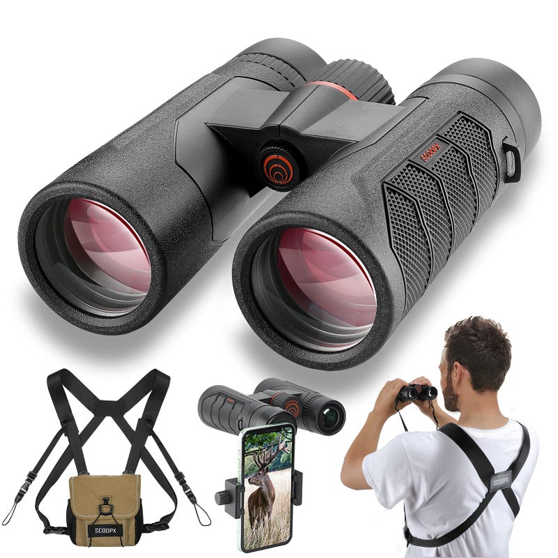 10x42 Ultra HD Binoculars with Phone Adapter and Harness 24mm Large View Eyepiece EdgetoEdge Sharpness 65 Wide Angle Field of View Lightweight Waterproof Binoculars for Bird Watching Huntin1