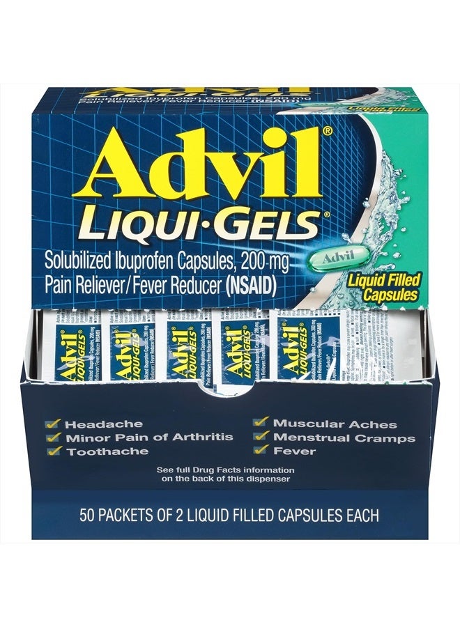 Advil ليكويجيلز مسكن للألم وخافض للحرارة دواء للألم للبالغين مع ايبوبروفين 200 مجم للصداع وآلام الظهر وتسكين آلام الدورة الشهرية وآلام المفاصل - Image 1