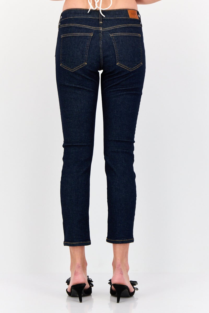ESPRIT Women Slim Fit Mid Rise Solid Stretchable Jeans, Navy - Image 2