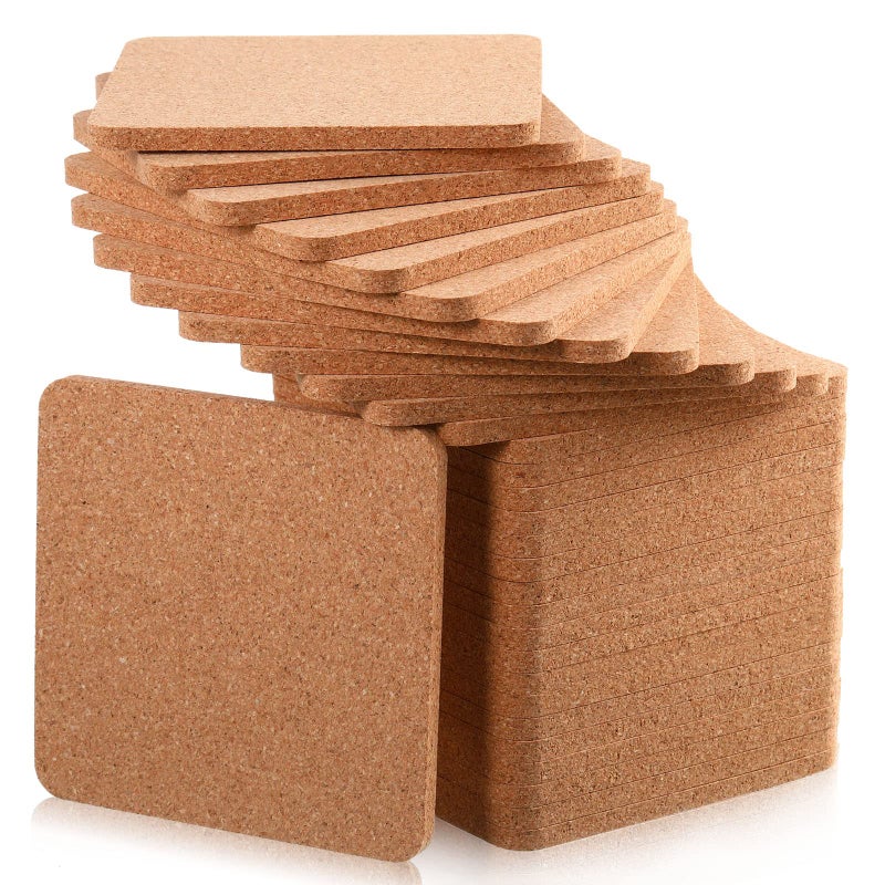 Square Cork Trivets 4 x 4 x 02 Inch Cork Coasters for Drinks Absorbent Plant Pot Trivets Natural Bar Kitchen Pads Drink Coasters Set for Table Dishes Plate120 Pcs