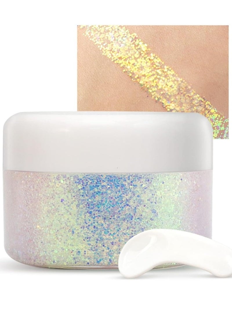 Fit Colors - 50ml Glitter Zone Holographic Body Glitter Gel for Face Body and Hair Nails Glitter Makeup Liquid Long Lasting Sparkling Chunky Glitter Gel Body Glitter Gel Face Glitter 01 - Image 1