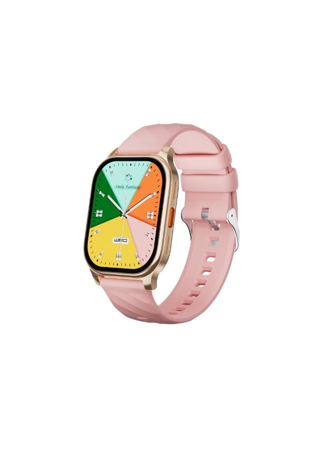 AROAQ SW01 Smartwatch – 2.04” AMOLED, Heart Rate & SpO2 Monitoring, Bluetooth Calling, Multi-Sport Tracker, Wireless Charging, IP67 Waterproof - Pink - Image 1