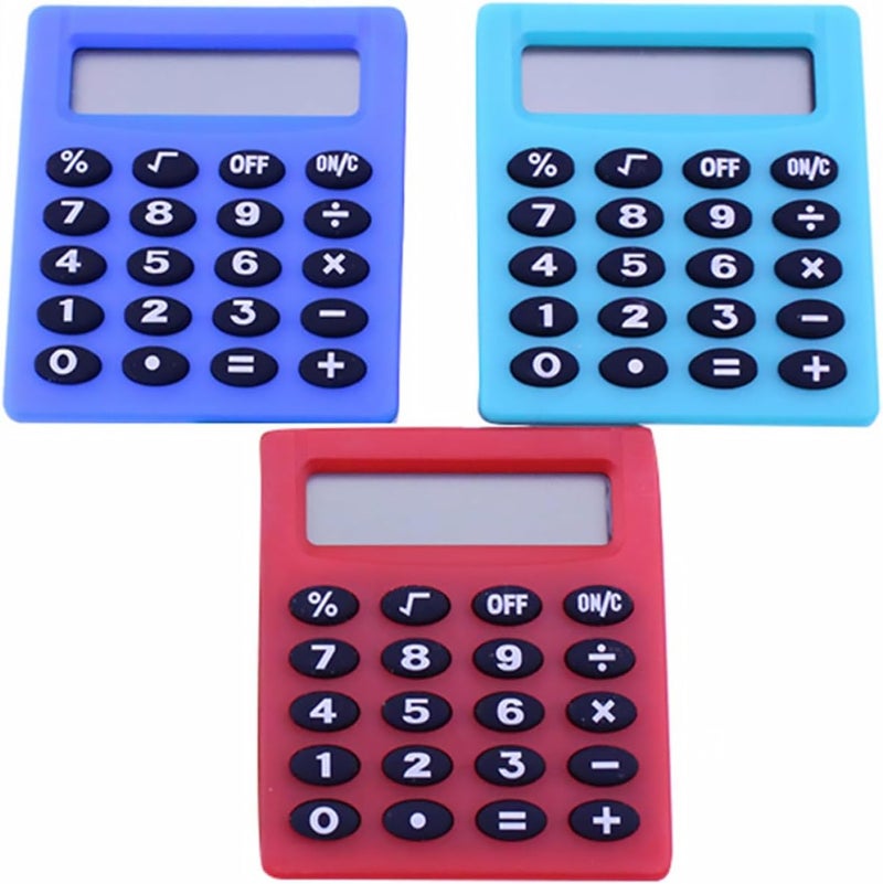 COHEALI 3 Pcs Mini Portable Electronic Calculator for Students, Compact Plastic 4-Function Exam Calculator, Handheld Office and School Counting Tool Random Style - Image 1