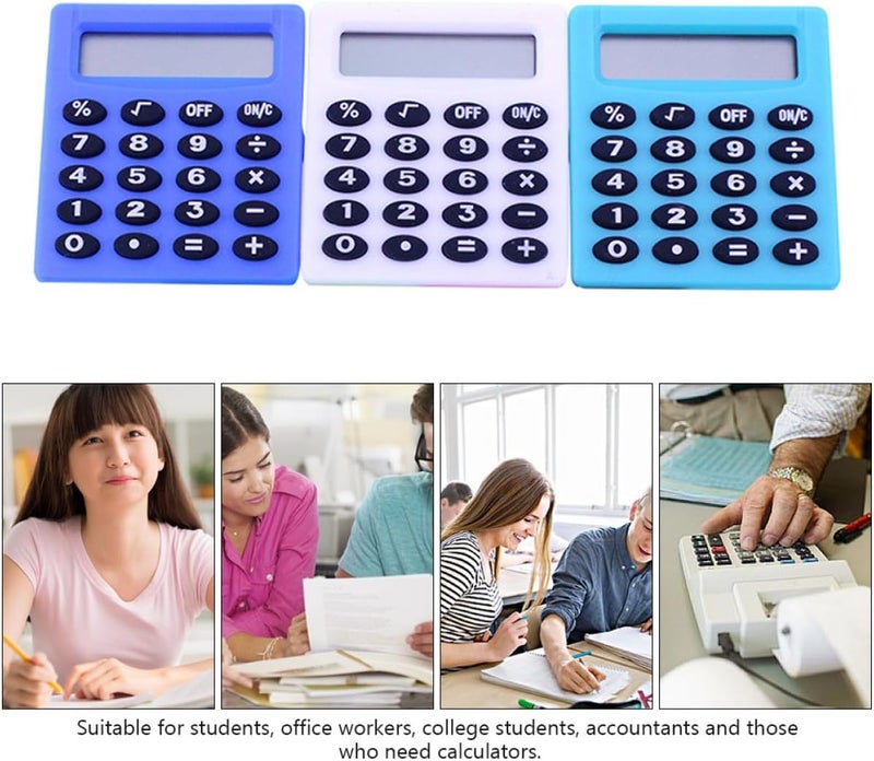 COHEALI 3 Pcs Mini Portable Electronic Calculator for Students, Compact Plastic 4-Function Exam Calculator, Handheld Office and School Counting Tool Random Style - Image 3