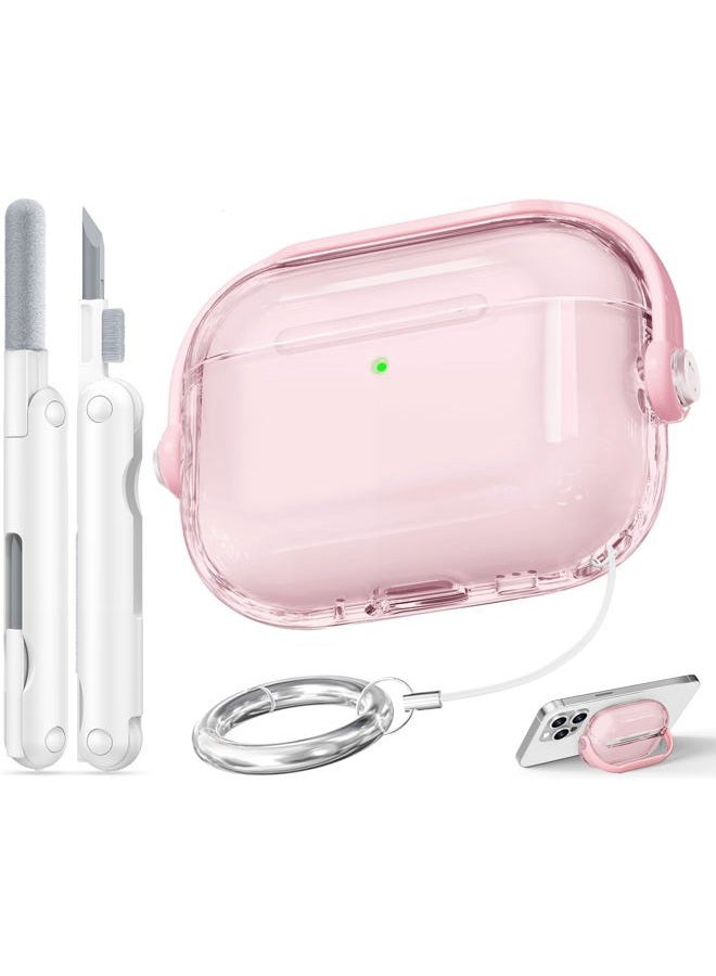 Wowwat for Airpods Pro 3 Case,Safety Lock Cases for Apple Airpod Pro 3 (2025) with Cleaner Kit, Drop Protection Air pods Pro3 Case Cover for Men for Women with Keychain,Clear Pink - Image 1