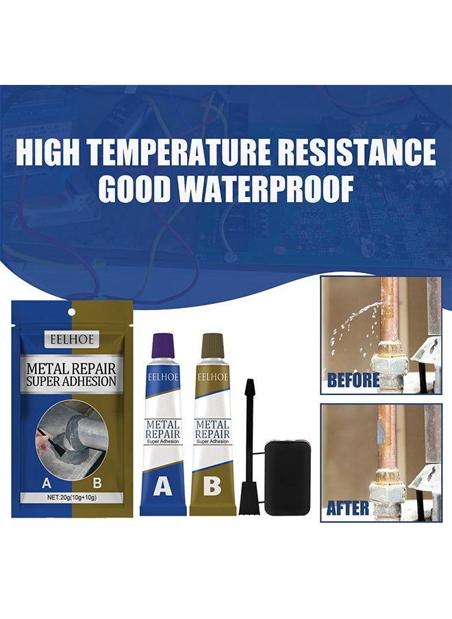 EELHOE Metal Repair Super Adhesion，A and B Repairing Glue | Industrial Metal Repair Paste, Heat Resistance, Powerful Metal Mending Agent for Casting Steel, Sand Holes 20g  - Image 2