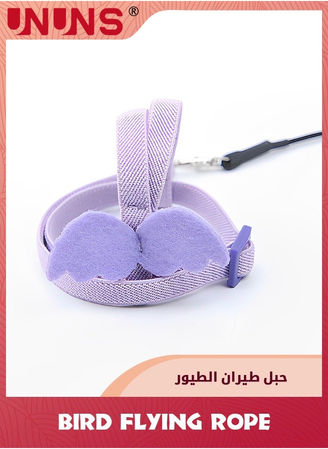 UNUNS Bird Flying Rope,Pet Parrot Bird Harness And Leash,Adjustable Training Design Anti-Bite,Bird Nylon Rope With Cute Wing For Parrots,Suitable For Scarlet,Keck,Mini Macaw And Same Size Birds,Light Purple  - Image 2