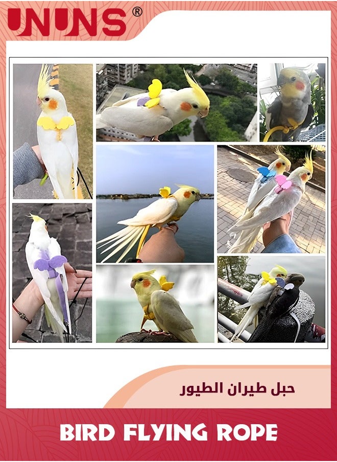 Bird Flying Rope,Pet Parrot Bird Harness And Leash,Adjustable Training Design Anti-Bite,Bird Nylon Rope With Cute Wing For Parrots,Suitable For Scarlet,Keck,Mini Macaw And Same Size Birds,Light Purple