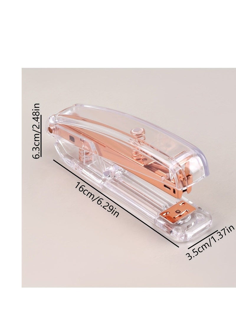 Generic 1pc, Acrylic Transparent Stapler Simple Rose Golden Color Labor-saving Office Student Documents Data Stapler, Back To School, School Supplies, Kawaii Stationery, Colors For School, Stationery - Image 5