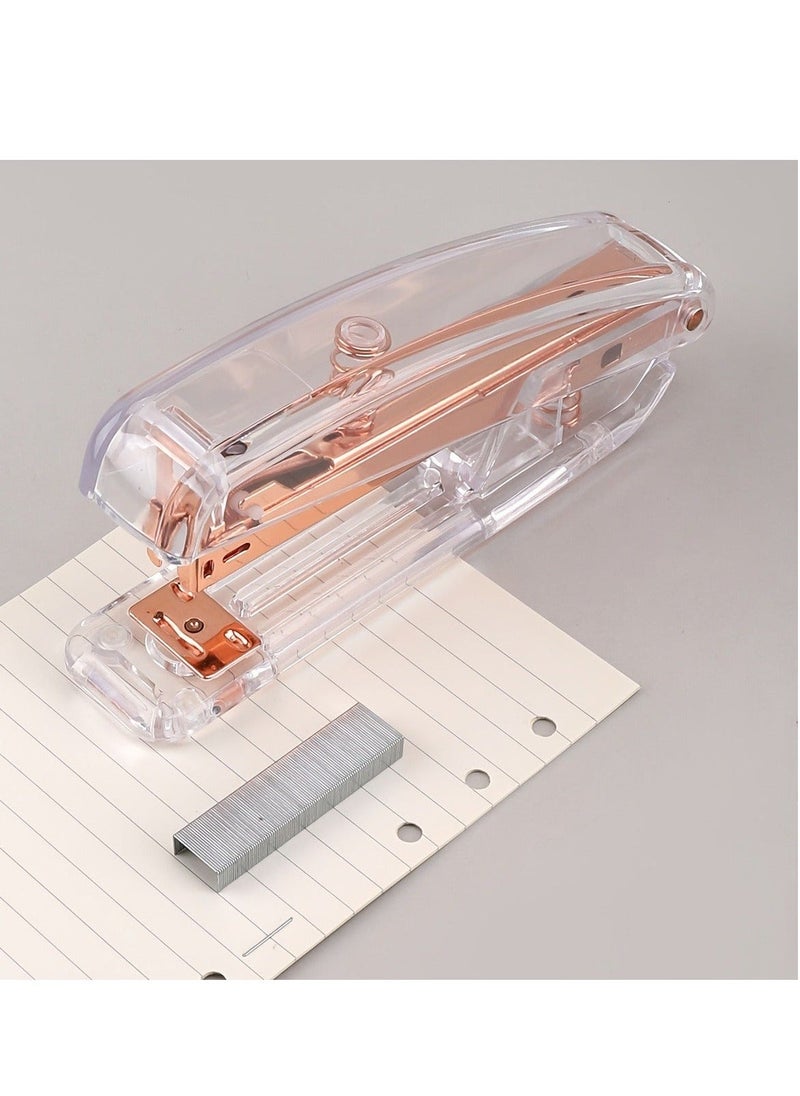 Generic 1pc, Acrylic Transparent Stapler Simple Rose Golden Color Labor-saving Office Student Documents Data Stapler, Back To School, School Supplies, Kawaii Stationery, Colors For School, Stationery - Image 3