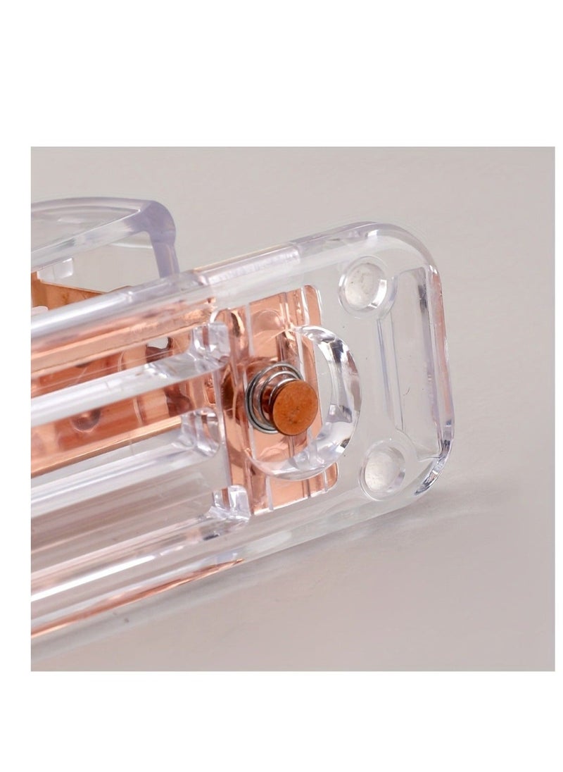 Generic 1pc, Acrylic Transparent Stapler Simple Rose Golden Color Labor-saving Office Student Documents Data Stapler, Back To School, School Supplies, Kawaii Stationery, Colors For School, Stationery - Image 4