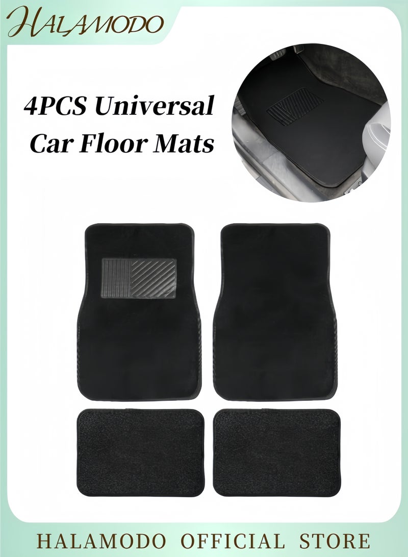 HALAMODO 4PCS Universal Car Floor Mats Set Basic Car Carpet Car Floor Mats Premium Anti Slip PVC Automobile Pad Wear-resistant Mats Fit for Cars & Trucks & SUV  - Image 1