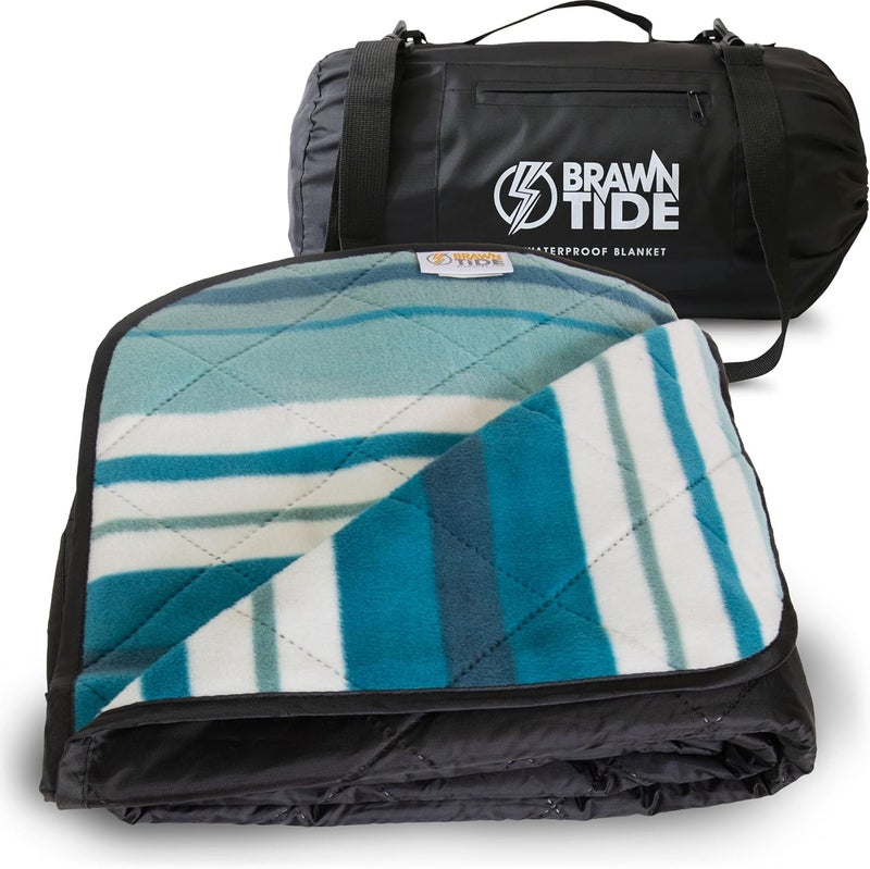 BRAWNTIDE Large Outdoor Waterproof Blanket - Extra Thick Fleece, Warm, Windproof, Sandproof, Quilted, 82" x 55", Ideal for Beaches, Picnics, Camping, Stadiums, Dogs, Car - Image 1