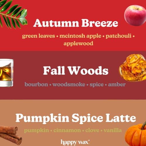 Happy Wax Fall Mix Premium Scented Natural, Non Toxic Soy Wax Melts – 6 Total Oz. of Scented Wax Melts. Includes: Fall Woods, Autumn Breeze, and Pumpkin Spice Latte - Image 3