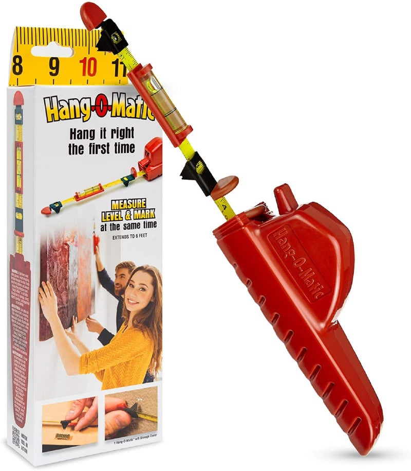 Hang-O-Matic All-in-One Picture Hanging Tool, Picture Hanger, Picture Frame Level Ruler, Perfect to Hang Pictures, Mirrors, TVs, and Shelves - Image 1