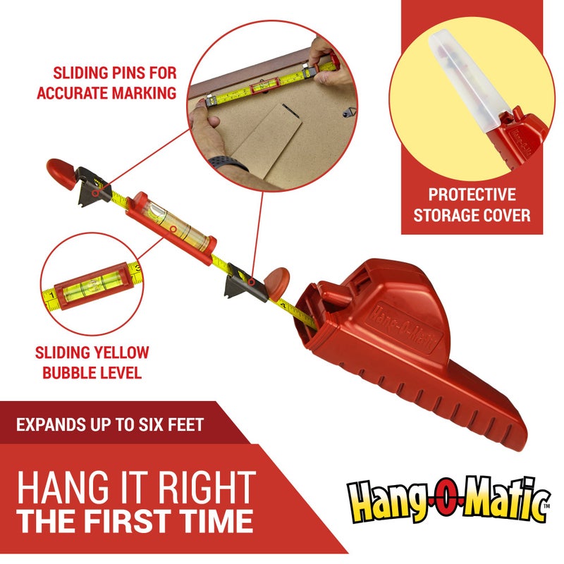 Hang-O-Matic All-in-One Picture Hanging Tool, Picture Hanger, Picture Frame Level Ruler, Perfect to Hang Pictures, Mirrors, TVs, and Shelves - Image 4