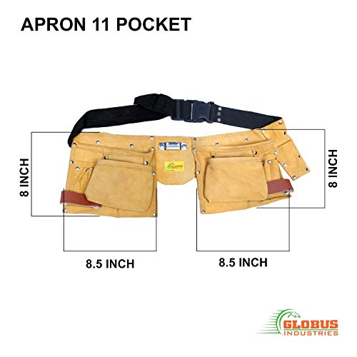 Globus 355 Leather Tool Apron (18.5x7-inches, Brown and Black) Tools pouch, Electrician tool belt, belt pouch, Multi-pocket tool Hand tool Professional use. - Image 4