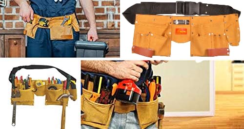 Globus 355 Leather Tool Apron (18.5x7-inches, Brown and Black) Tools pouch, Electrician tool belt, belt pouch, Multi-pocket tool Hand tool Professional use. - Image 5