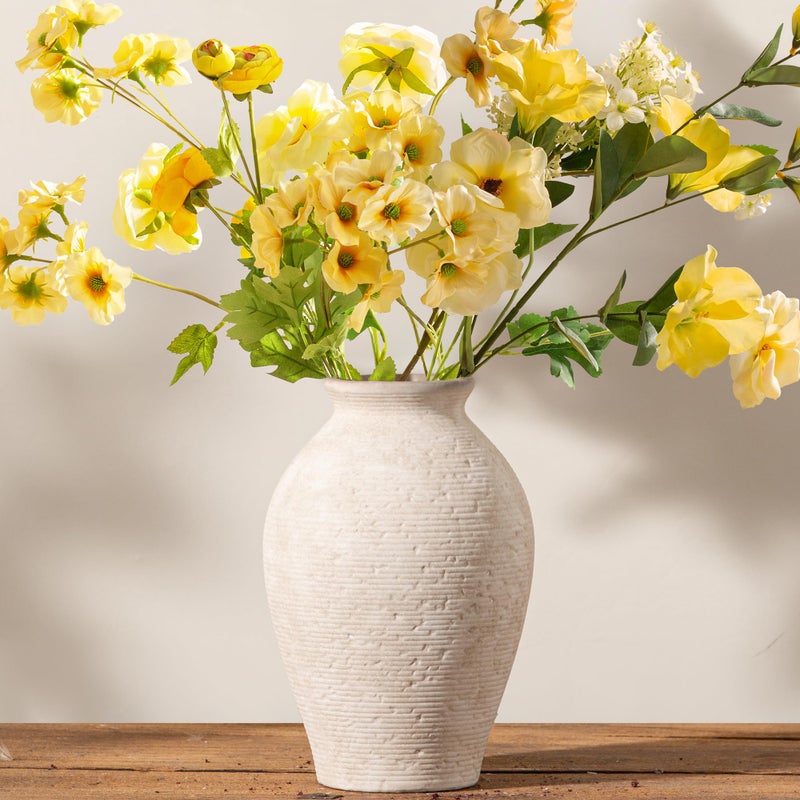 Vanselia Ceramic Flower Vase Home Decor - Large Farmhouse Table Vases Rustic Vintage Living Room Kitchen Bedroom Decorations for House Book Shelf Office Coffee Desk Dining Fireplace (9" Rustic) - Image 4