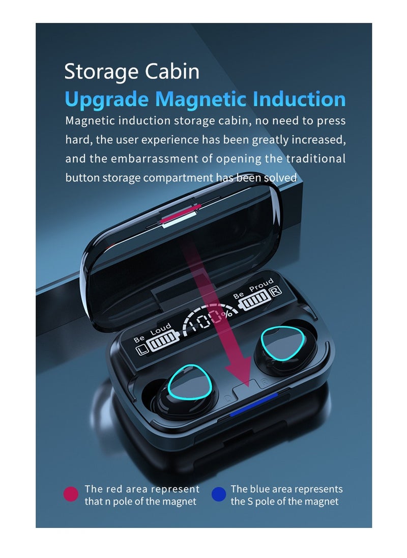 Generic - Bluetooth headset, M10 earbuds, headset with charging box with LED screen, touch headset with stereo sound and noise reduction feature with a charging box through which the mobile can be charged - Image 1