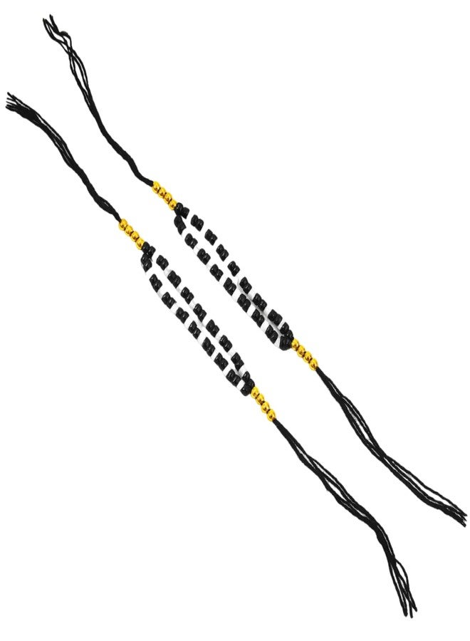 Kailash Creation Black & White Beads Nazar Thread Bracelet Set for Newborn Baby Boys & Girls | Nazariya Kada for Kids (0-5 Yrs) - Image 1
