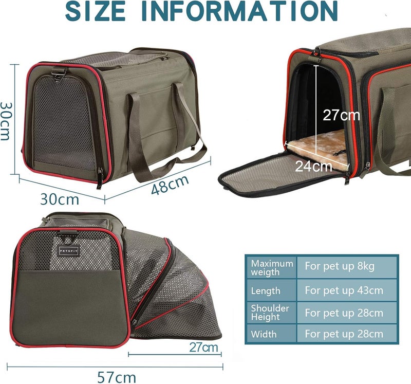 Petsfit Expandabel Pet Carrier Extra Large Dog Carrier,Travel Car Carrier Crate with Washable Mat and Adjustable Shoulder,for Small & Medium Dogs and Cats, Dark Grey - Image 2
