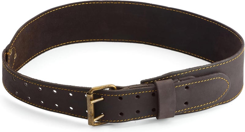 Ox Tools 3-inch Wide Full Grain Leather Tool Belt - 3" Wide Oil Tanned Double Stitched Construction Belt with Rivets - 33" to 44" Belt Length Carpenter Tool Belt - -P263303 - Image 1