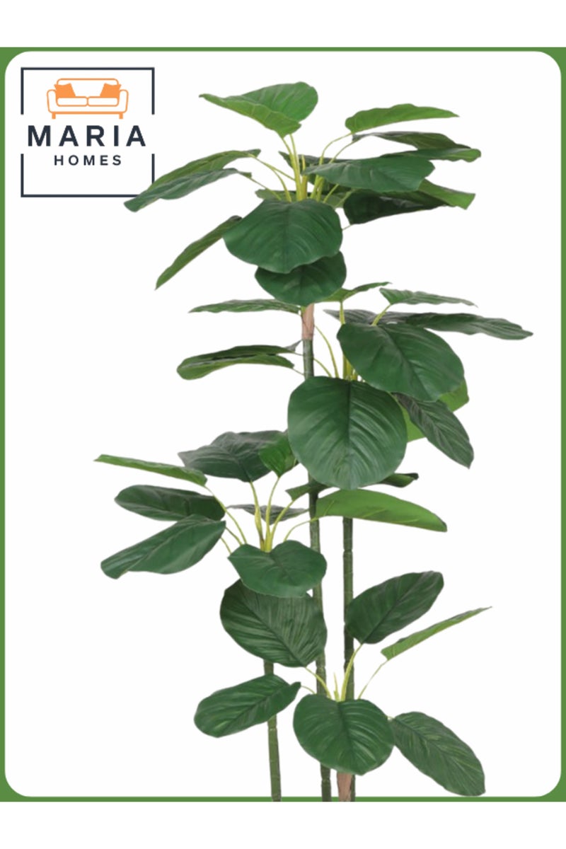 ماريا شجرة اصطناعية خضراء بأوراق خضراء 120 سم – نبات زينة داخلي مع وعاء رمادي فاتح - Image 2