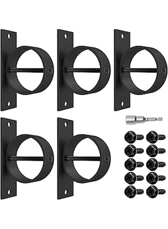 Stainless Steel Fence Post Holder Set 5 Pack Adjustable Rings Black Coating with Screws Drill Bit - Image 1