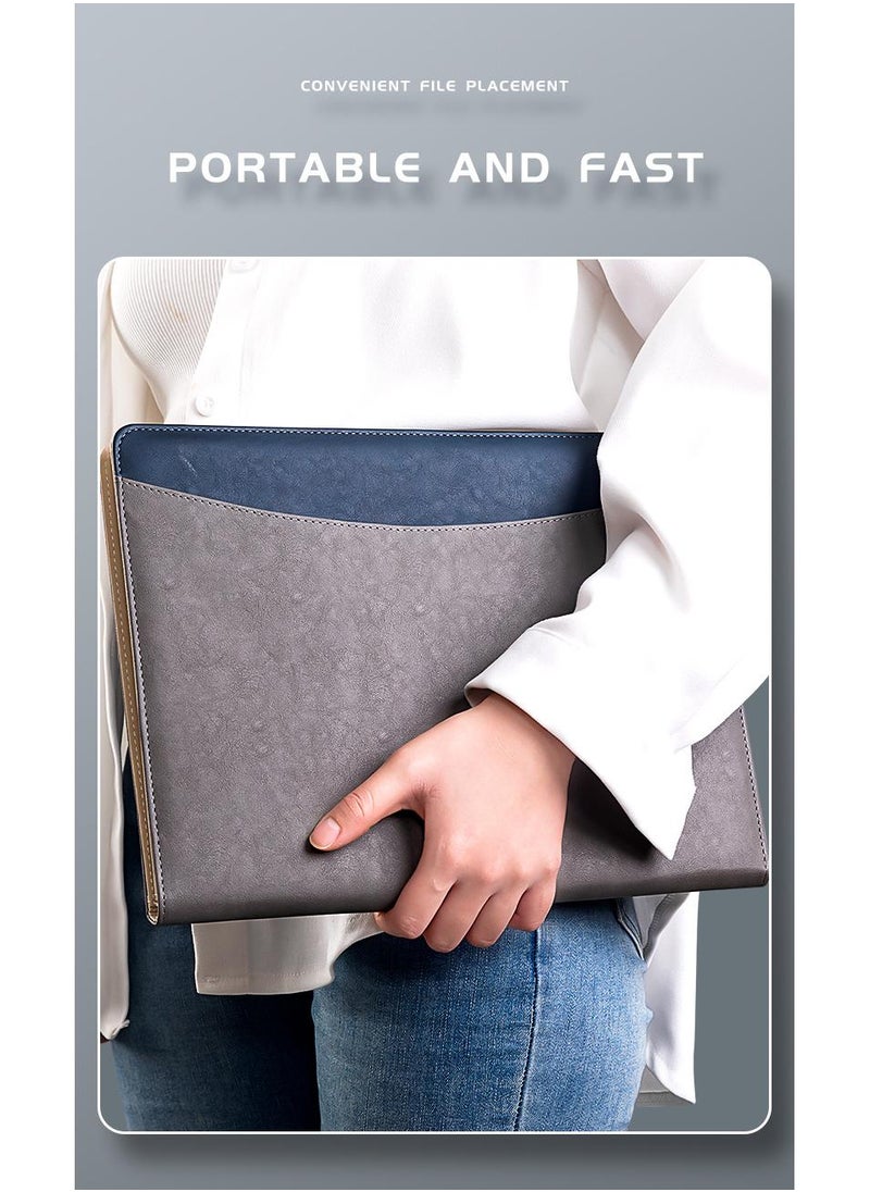 Loquat - A4 Multifunctional Leather Folder Sales Folder Office Binder With Calculator And A4 Note Paper - Image 1