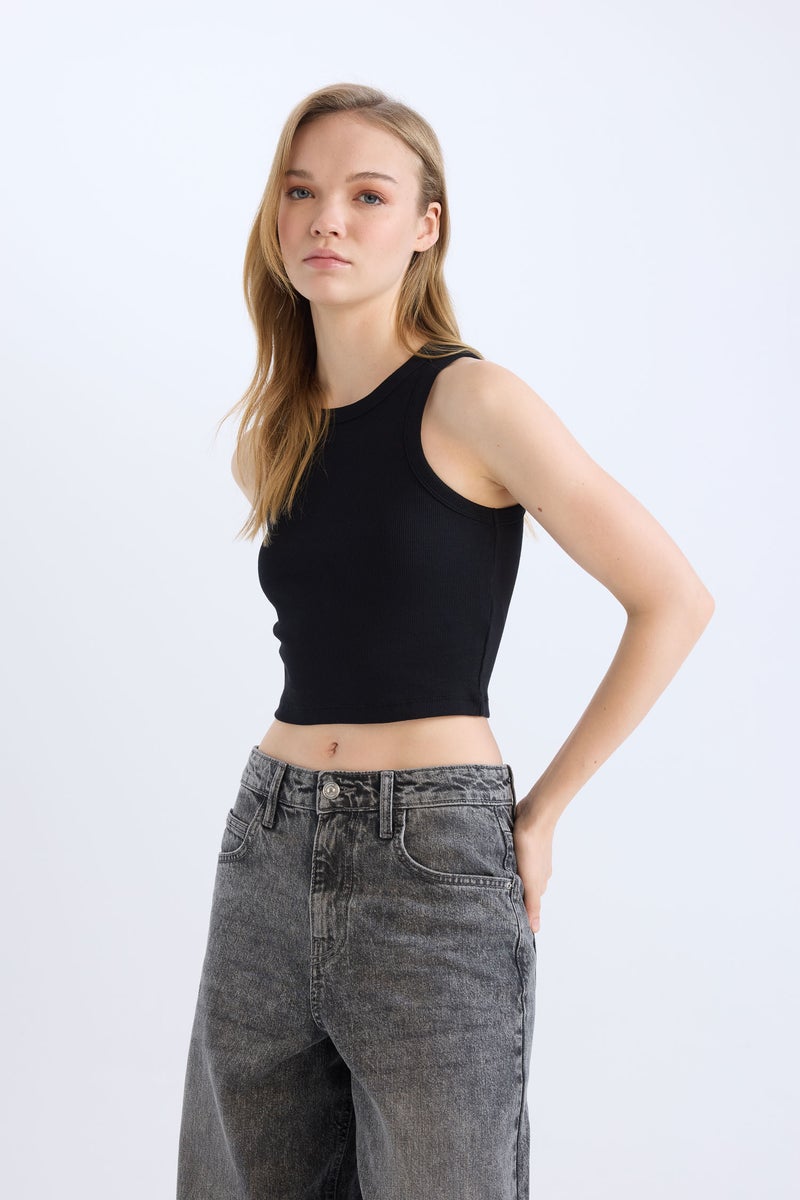 Woman Slim Fit Camisole Halter Collar Tank Top