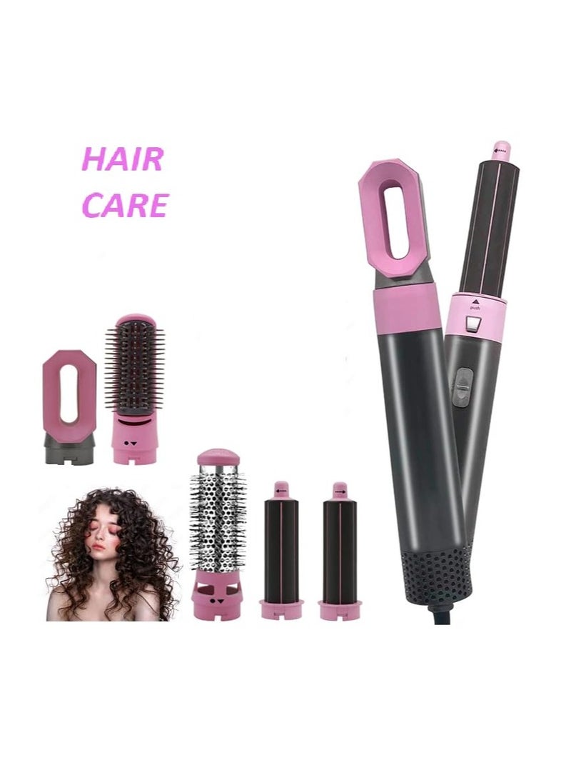 general 5 in 1 Hot Air Styler Hair Dryer Comb Multi-function Styling Tool for Straightening Curler Curl Drying Combing Scalp Massage Styling Light Pink - Image 4