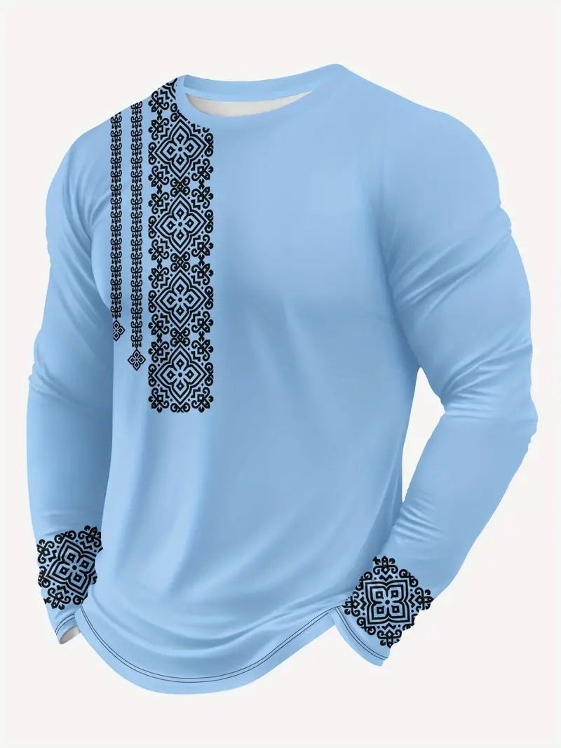 تي شيرت طويل الأكمام بتصميم أنيق للرجال ME006 - Image 1