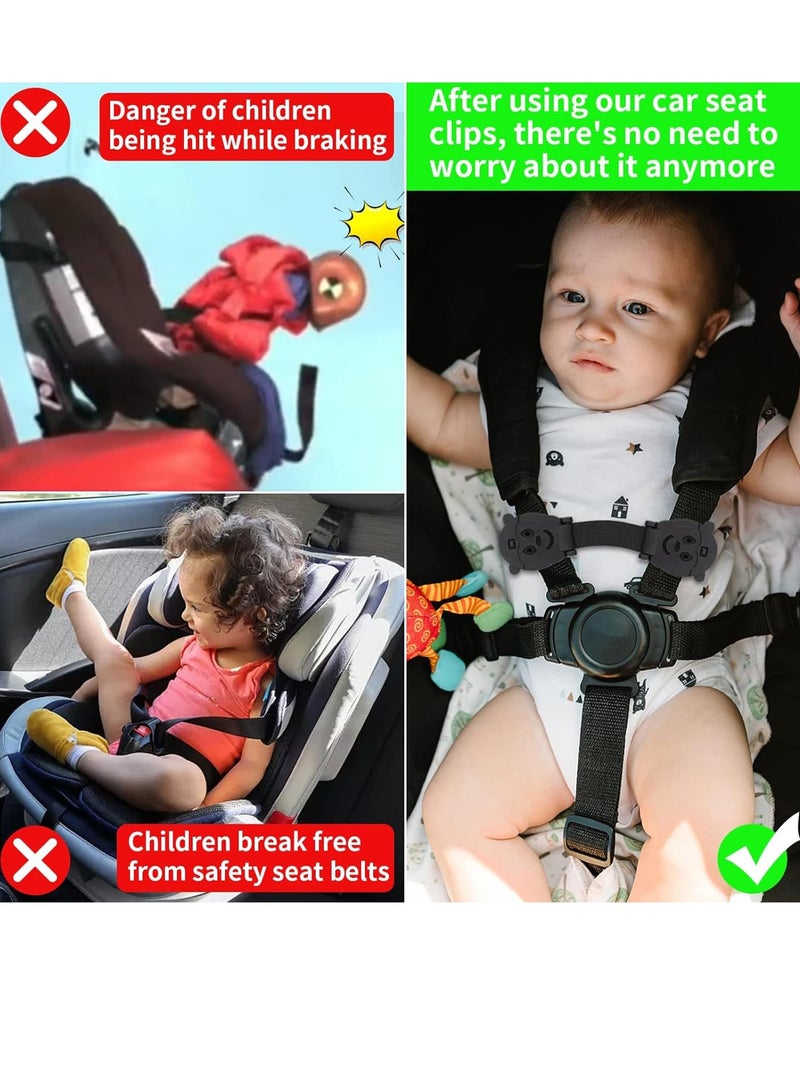 Excefore Universal Car Seat Safety Belt Clip Buckle Lock, Adjustable Child Safety Harness for Car Seats, Strollers, High Chairs, Anti-Escape Strap Prevents Kids from Taking Arms Out (Black, 2 Pack) - Image 3