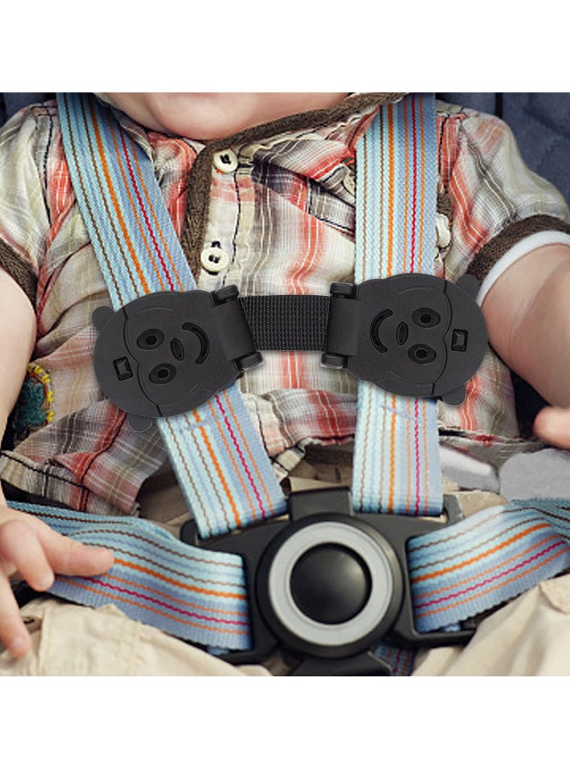 Excefore Universal Car Seat Safety Belt Clip Buckle Lock, Adjustable Child Safety Harness for Car Seats, Strollers, High Chairs, Anti-Escape Strap Prevents Kids from Taking Arms Out (Black, 2 Pack) - Image 4
