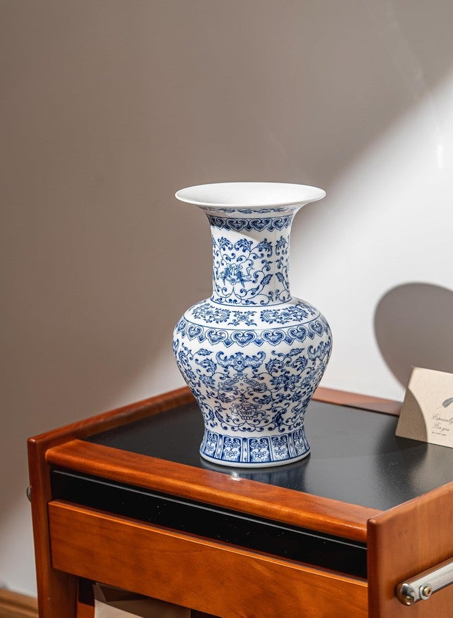 GaLouRo Vintage Blue and White Vase, Blue Vase, Chinoiserie Vase, Blue and White Ginger Jar Vase for Home Decor,Flower Vase for Tabletop, Blue and White Porcelain Décor,12" H - Image 3